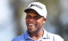 US golfer Harold Varner III smiles during the fourth round of the Australian PGA