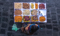 Street vendors sell snacks near San Pedro’s lakeside, Guatemala