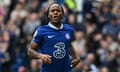 Raheem Sterling of Chelsea celebrates after scoring Chelsea’s second goal  against Nottingham Forest