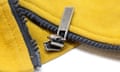 Broken zipper on a yellow hoodie