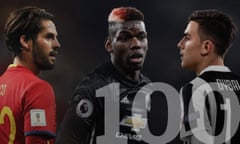 Isco of Barcelona and Spain, Manchester United's Paul Pogba and Paulo Dybala of Juventus. Composite. Photographs by Getty Images. Jim Powell