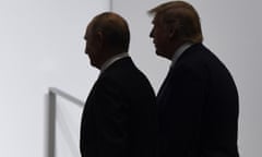 Donald Trump,Vladimir Putin<br>FILE - In this June 28, 2019, file photo, President Donald Trump and Russian President Vladimir Putin walk to participate in a group photo at the G20 summit in Osaka, Japan. Russia says it will withdraw from an international treaty allowing observation flights over military facilities following the U.S. exit from the pact. Russia’s Foreign Ministry said in a statement Friday, Jan. 15, 2021 that the U.S. withdrawal from the Open Skies Treaty last year “significantly upended the balance of interests of signatory states,” adding that Moscow’s proposals to keep the treaty alive after the U.S. exit have been cold-shouldered by Washington’s allies. (AP Photo/Susan Walsh, File)