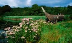 A Viking longship in the Irish National Heritage Park, Ferrycarrig, County Wexford