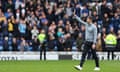 John Mousinho waves to the fans at Fratton Park