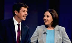 The contenders for the Scottish Labour leadership, Kezia Dugdale, right, and Ken Macintosh in a BBC Scotland debate