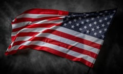 American flag on dark background. USA flag on a black background.