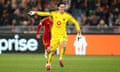 Roma’s goalkeeper Mile Svilar celebrates after saving 2 penalties in the shootout. 