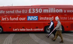 Brexit<br>File photo dated 11/05/16 of the Vote Leave campaign bus, as the head of NHS England, Simon Stevens, will warn that the Brexit campaign’s pledge that leaving the European Union would mean more money for the health service must be honoured or voters will lose trust in politics. PRESS ASSOCIATION Photo. Issue date: Wednesday November 8, 2017. Mr Stevens will cite the Leave campaign’s controversial claim that Brexit will bring £350 million back under British control to spend on the NHS to argue for more funding for the health service. See PA story HEALTH NHS. Photo credit should read: Stefan Rousseau/PA Wire