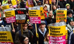 Anti-fascist groups protest against Ukip’s Brexit betrayal rally in London on 9 December. 