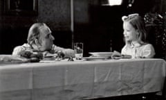 Ingmar Bergman with his daughter Linn (the young Eva) during the recording of the Autumn Sonata.