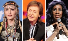Rock on ... Madonna, Paul McCartney and Aretha Franklin.