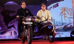 Actor Jackie Chan promotes his new movie "Kung Fu Yoga"<br>MUMBAI, INDIA - JANUARY 23: Actor Jackie Chan (R) poses for a photo with Indian actor Sonu Sood (L) during the promotion of his new movie "Kung Fu Yoga" in Mumbai, India on January 23, 2017. (Photo by Imtiyaz Shaikh /Anadolu Agency/Getty Images)