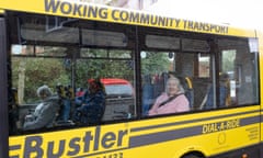 People on a bright yellow Bustler bus