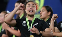 Ruby Tui of New Zealand performs the Haka following the Rugby World Cup 2021 final in Auckland last year.