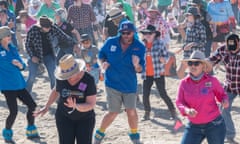 Participants at the Nutbush dance world record attempt at the Big Red Bash 2021