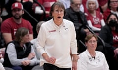 Stanford head coach Tara VanDerveer coaches during her team’s NCAA Tournament second-round game against Iowa State last month.