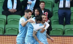 Jamie Maclaren and Melbourne City players.