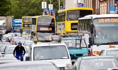 Heavy traffic on the Quays in Dublin.