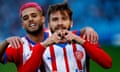 Girona’s Portu (right) celebrates after scoring against Celta Vigo