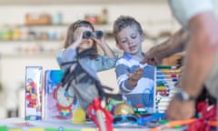 Two children at a secondhand store