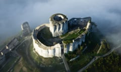 France, Eure, Les Andelys, Chateau Gaillard, 12th century fortress built by Richard the Lionheart (aerial view)