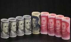 Bank notes: $100, 100 Chinese yuan and 1,000 Japanese yen