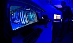 A member of the Cybercrime Centre in a lab at Europol headquarters in The Hague, Netherlands.