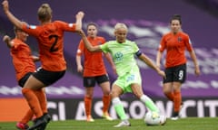 Wolfsburg’s Pernille Harder scores the first of her four goals.