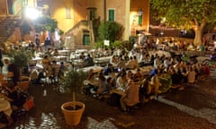 Tables at Cantina Simonetti in central Frascati.