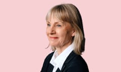 Head shot of author Kate Mosse against a pink background