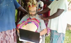 Gianluca Grimalda in traditional Kieta dress with local women