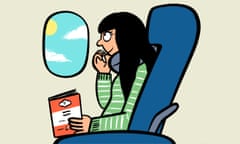 Illustration of Rhiannon Lucy Cosslett on a plane