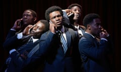 Alistair Nwachukwu, Terique Jarrett, Michael Ahomka-Lindsay, Jyuddah James, Khalid Daley.  in Choir Boy, the Bristol Old Vic