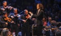 Nicholas Collon conducts the Aurora Orchestra during the Proms performance.