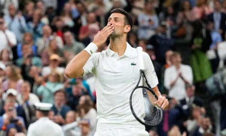 Novak Djokovic reacts after defeating Alexei Popyrin