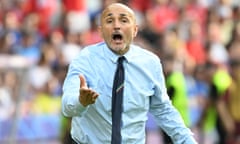 Italy's head coach Luciano Spalletti gives instructions during the Euro 2024 round of 16 match against Switzerland.