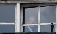 Keir Starmer at the window of his offices on Thursday following a series of election losses for Labour.