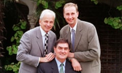Tony Lewis with David Gower and Jonathan Agnew in 1998