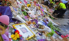 The floral memorial on Bourke Street in Melbourne.