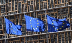 BELGIUM-EU-POLITICS-ELECTIONS<br>EU flags fly in front of the European Council ahead of the European parliamentary elections in Brussels on May 14, 2019. - The European elections are set to take place on May 23-26, 2019 in all 28 member states. (Photo by EMMANUEL DUNAND / AFP)EMMANUEL DUNAND/AFP/Getty Images