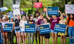 Walmart gun sales protest, Coral Springs, USA - 10 Aug 2019<br>Mandatory Credit: Photo by Ian Witlen/REX/Shutterstock (10359413x) Members of March For Our Lives are joined by members of the community protest Walmart’s continued sales of guns are many of their locations. The protest was held in front of the Heron Bay Walmart in Florida. Walmart gun sales protest, Coral Springs, USA - 10 Aug 2019 This particular Walmart is where many students took shelter after being evacuated during the mass school shooting at Marjory Stoneman Douglas High School in Parkland, Florida on 2/14/2018.