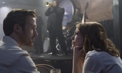 This image released by Summit Entertainment shows Ryan Gosling, left, and Emma Stone in a scene from “La La Land,” in theaters on December 2. (Dale Robinette/Summit Entertainment via AP)