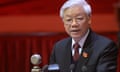 VIETNAM-POLITICS-VCP-CONGRESS<br>This picture taken on January 21, 2016 shows Nguyen Phu Trong, Vietnam's Communist Party Secretary General, delivering a speech during the opening ceremony of the VCP's 12th National Congress in Hanoi. Vietnam's top communist leader Nguyen Phu Trong was re-elected on January 27, 2016 in a victory for the party's old guard which some fear could slow crucial economic reforms in the fast-growing country. (Photo by HOANG DINH Nam / AFP) (Photo by HOANG DINH NAM-/AFP via Getty Images)