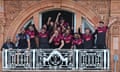 Somerset v Hampshire - Royal London One Day Cup Final<br>LONDON, ENGLAND - MAY 25: Somerset players on the balcony celebrate as the winning run is scored at the end of the Royal London One Day Cup Final match between Somerset and Hampshire at Lord’s Cricket Ground on May 25, 2019 in London, England. (Photo by Sarah Ansell/Getty Images).