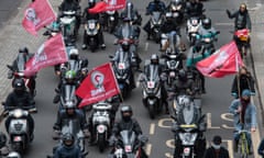 A protest by Deliveroo workers in London for better pay, rights and safety.