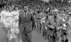 Brian Clough, left, and Bill Shankly, at the 1974 FA Charity Shield game at Wembley.