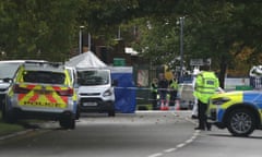 The scene of the shooting outside Ascot Drive police station in Derby