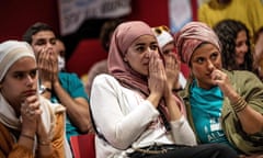 Members of the pro-burkini association Alliance Citoyenne watch the municipal council vote on Monday.