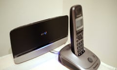 BT Home Broadband hub and telephone. 