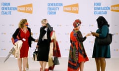 Participants arrive at the Generation Equality Forum, an international event organised by UN Women and co-hosted by the governments of Mexico and France in Paris.